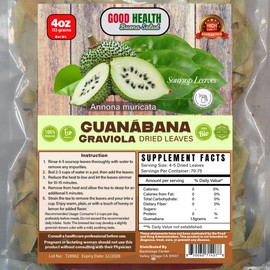 Hojas Secas de Guanábana Graviola – Té Herbal de Guanábana 100% Natural, Sin Cafeína, Rico en Antioxidante (Soursop Dried Leaves Herbal Tea, Caffeine-Free, Antioxidant-Rich, 4 oz (113g) - 1 Pack