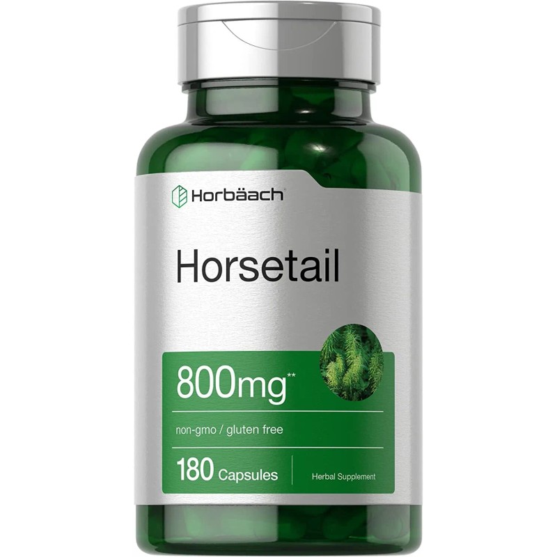 Horbäach Horsetail Capsules 800mg | 180 Count | Non-GMO, Gluten
