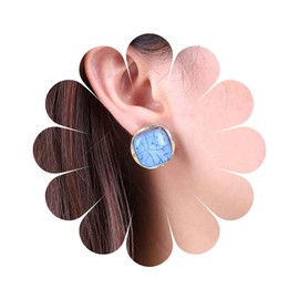 Inateannal Vintage Acrylic Square Stud Earrings White Square Resin Earrings Small Square Earrings Gold Crack Earrings Minimalist Earrings Jewellery for Women and Girls, Zinc