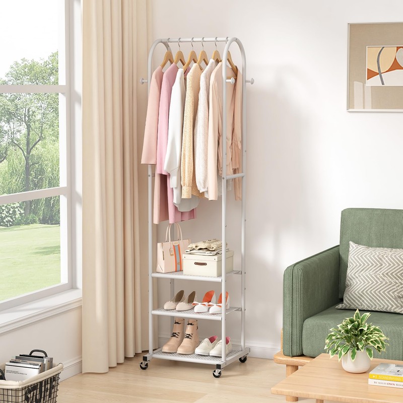 Heavy Duty Clothing Rack with Wheels,Modern Garment Rack with 3