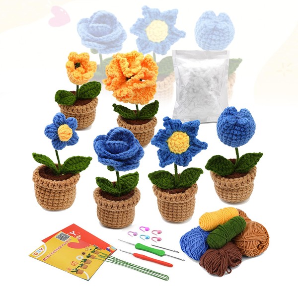 Crochet Kit for Beginners,Crochet Flowers Kit,Crochet Knitting Kit,Beginner Crochet Kits