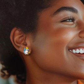 Ross-Simons 8-8.5mm Cultured Pearl and Enamel Gnome Earrings