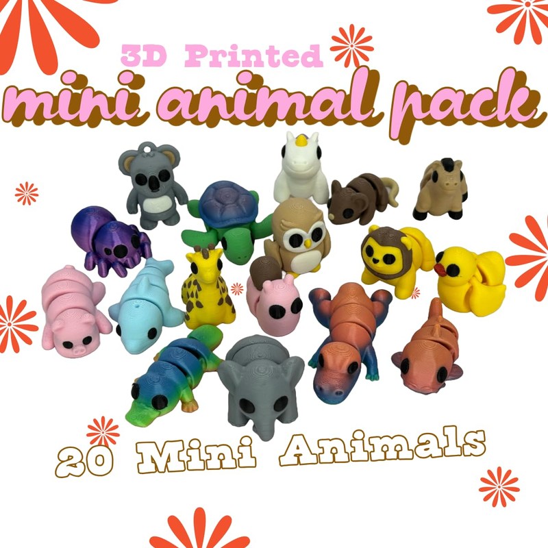 Mystery 20 Mini 3D Printed Animal Pack – Decorative &