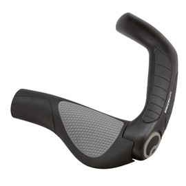 Ergon - GP5 Ergonomic Lock-on Bicycle Handlebar Grips with Extended Bar End Support | Regular, Gripshift or Rohloff/Nexus Compatible | for Hybrid Bikes | Two Sizes | Black/Gray or Biokork (Gripshift/Large)