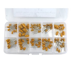 BGTXINGI 100pcs 10 Values Tantalum Capacitors 16V 1uf - 100uF Assorted Set with a Plastic Box