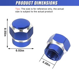 ZIMISI 4PCS Car Tire Valve Stem Caps, Aluminum Alloy Tire Valve Caps, Dustproof Waterproof Hexagon Shape Car Stem Covers, Automotive Wheel Air Cap for Truck, SUV, Bike, Motorcycle (Blue)