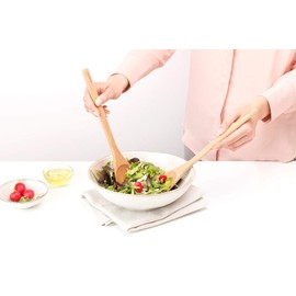 Brabantia 2 Piece Wooden Salad/Pasta Servers Set (Beech Wood) High Quality Sustainable Cookware Utensils