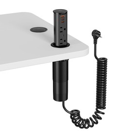 Pop Up Outlet for Countertop,Recessed Power Strip Table Outlet,Power Grommet in Drawer Outlet,Furniture Flush Mount for Desktop,20W USB C (Black, 6.5FT)
