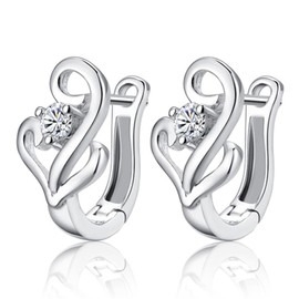 Small Silver Hoop Earrings for Women 925 Sterling Silver Plated Huggie Hoops Earring with Zircon Inlay Jewelry Gifts for Women Hypoallergenic