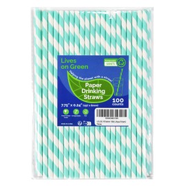 Lives on Green Light Blue 7.75 inch Disposable Paper Straws for Drinking, 100 Counts, Eco-friendly - for Baby Shower, Party, Decoration, Paper Crafts Sticks