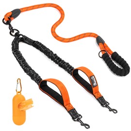 SlowTon Double Dog Lead - 360° Swivel Heavy Duty Reflective Double Dog Lead for Walking 2 Dogs No Tangle Dual Dog Splitter With Soft Handle Dog Leash for Small Medium Dogs Walking Training (8-35 lbs)