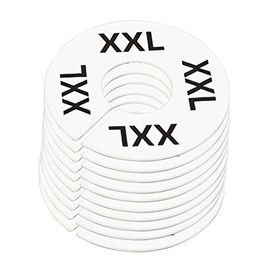 DBM IMPORTS 10 PC Clothing Rack Sizes XXL XX-Large Marks Dividers Ring Hangers White Plastic Round Retail Store