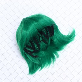 BIUDECO Short Wigs for Women Green Wig Hair Accessories Easy Wash Care Real Hair Feel