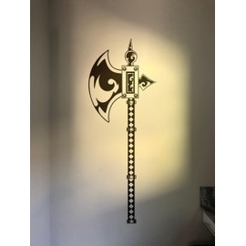 Medieval Battle Axe Wall Decal Sticker. (Black Vinyl Color) #1329