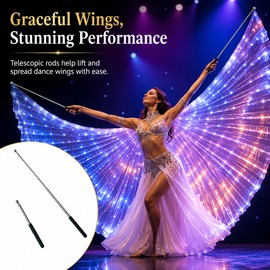 LED Butterfly Wings for Stage Performance – Light-Up Dance Wings with Telescopic Rods for Halloween, Christmas & Cosplay
