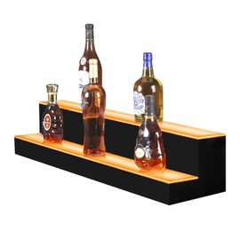 MESAILUP LED Lighted Liquor Bottle Display Shelf 40 Inch 2 Step Bar Liquor Bottle Shelf Commercial Lighting Shelves with Remote Control(2 Tier, 40 inch)