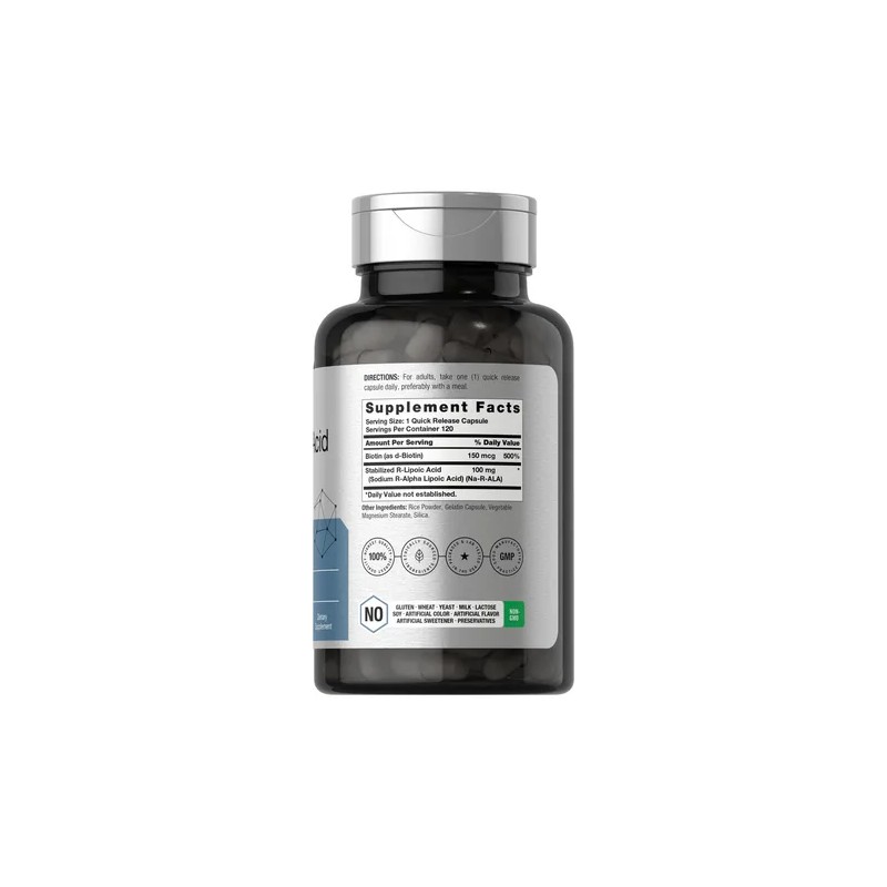 Suplemento De Ácido R-lipoico Horbaach 100 Mg Con Biotina 12