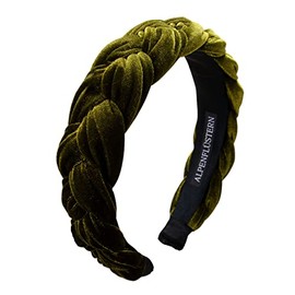 Alpenflüstern Costume Headband Velvet Braided Look – Women's Hair Accessories Non-Slip Hair Band Braided for Dirndl (Green) ADV132