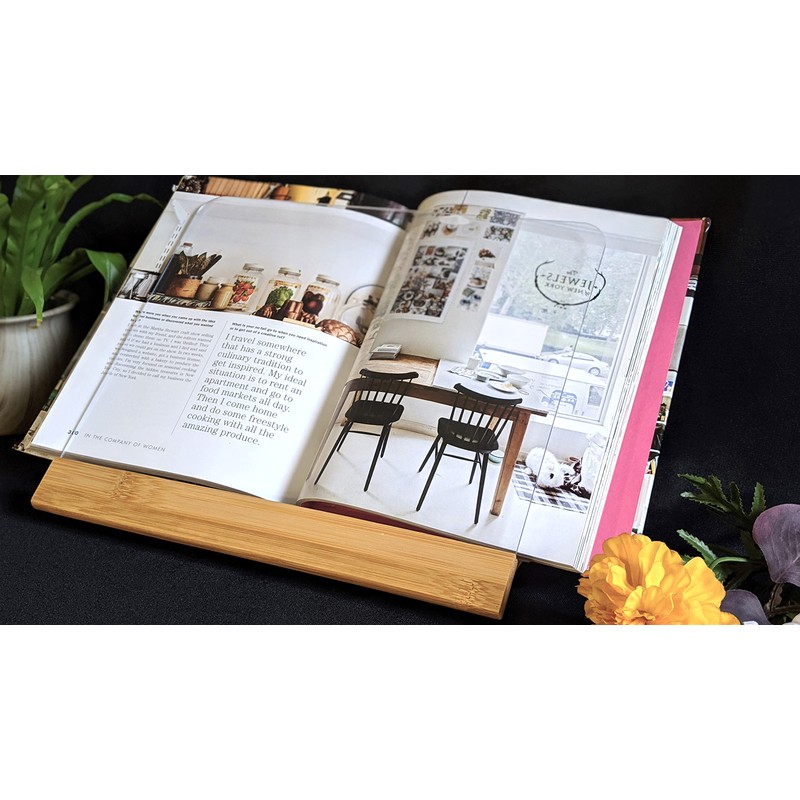 Lipper International 8815 Bamboo Wood and Acrylic Cookbook Holder, 12-1/2"