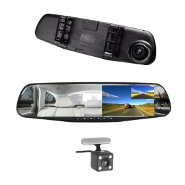 BEANGEL Car Dvr Rear View Mirror Video Recroder 4.3" Inch Back Up Car Camera D