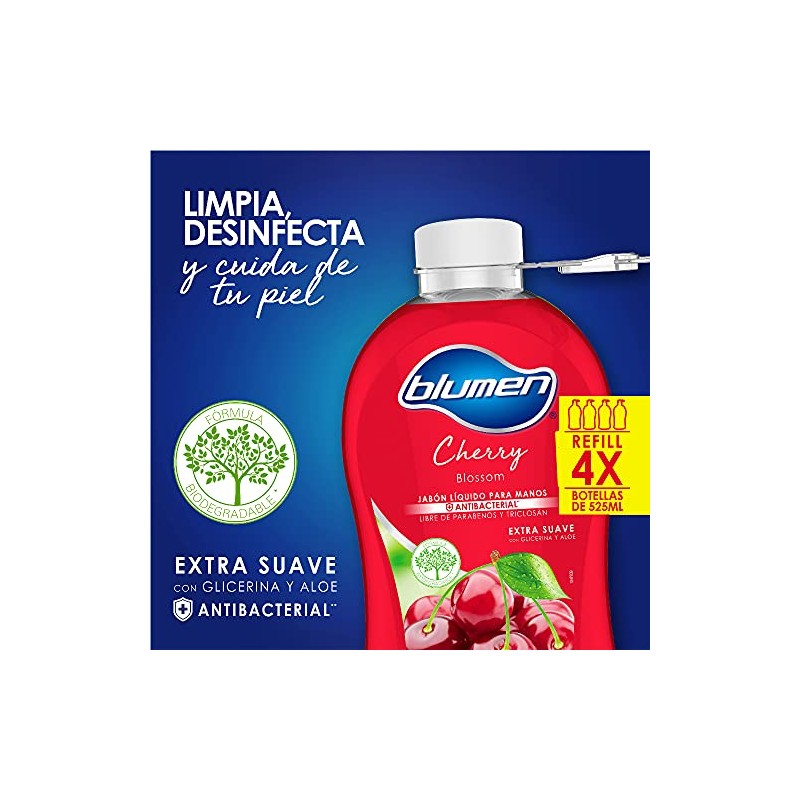 Blumen Jabon Liquido Cherry Botella Gota 2100ml