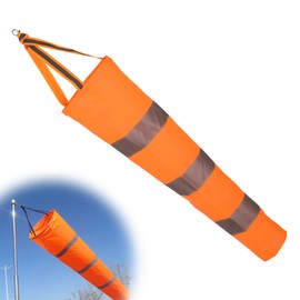 1 x Windsock for Outdoor Use, Windsock, Windsock, Wind Pants, Wind Direction Indicator, Wind Sock Bag for Wind Measurement, Orange and Grey Windsock with Reflective Stripes, Polyester Belt