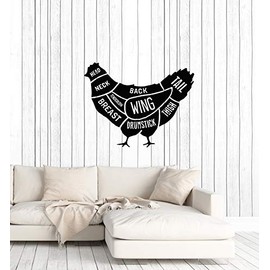 Vinyl Wall Decal Butcher Shop Chicken Cut of Meat Interior Stickers Mural Large Decor (ig5815) Black