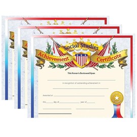 Flipside Hayes Publishing 8.5" x 11" Social Studies Achievement Certificate, Multicolored, 30 Per Pack, 3 Packs (H-VA675-3)