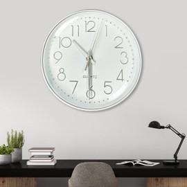 Diompirux 20 cm / 8 inch wall clock, silent and no ticking noise, high precision wall clock, easy to read, with environmentally friendly frame and transparent acrylic plate, for living room, kitchen,