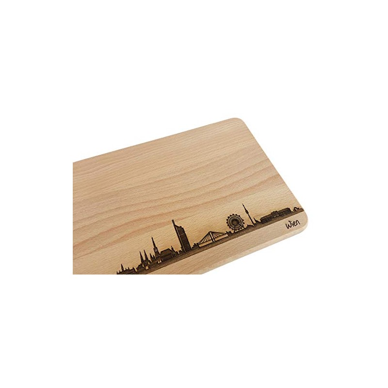 Brotzeitbrett Wien Skyline | Beech Breakfast Board | Wooden Chopping