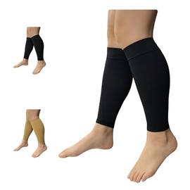 Ziperior Ultra Soft 8-15 mmHg Compression Grade 0 Leg Shin Calf No Foot Sleeves (Black, Large-X-Large)