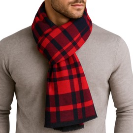HONGTEYA Winter Warm Long Soft Scarf (Red Grid, One Size)