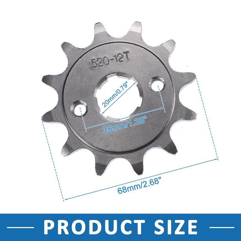 A ABSOPRO 520 Style 12 Teeth 20mm ID Motorcycle Front