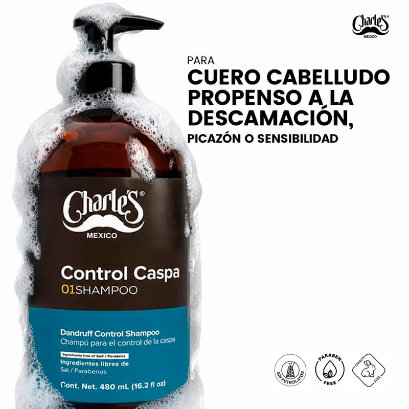 Charle Shampoo Control Caspa Sales Parabenos Extracto Aloe Vera Ayuda