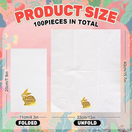 FYSUIMU 100 Pcs Easter Foil Guest Napkins Foil Gold Bunny Rabbit Disposable Napkins Dinner Hand Towel Paper Napkins for Bathroom Holiday Birthday Party Table Supplies