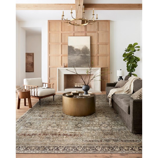 Loloi II Layla Collection LAY-03 Traditional Olive/Charcoal 2'-6" x 7'-6" Runner Rug