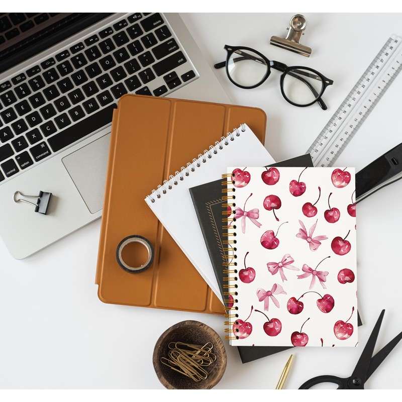 OXW Coquette Pink Bow Notebook Journal, Pink Cherry Planner Cute
