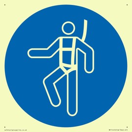 Schild mit Aufschrift "Wear a safety harness ", 150 x 150 mm, S15
