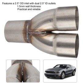 Gorgeri Stainless Dual Pipe,Universal Stainless Exhaust Y Pipe Adapter 2.5in OD inlet to 2.5in ID Dual Pipe