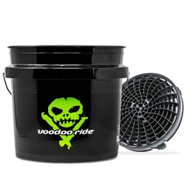 detailmate Voodoo Ride Wash Bucket 3.5 Gallons (12 L) Black with Detail Guardz Dirt Lock Wash Bucket Insert Black for Scratch-Free Hand Wash