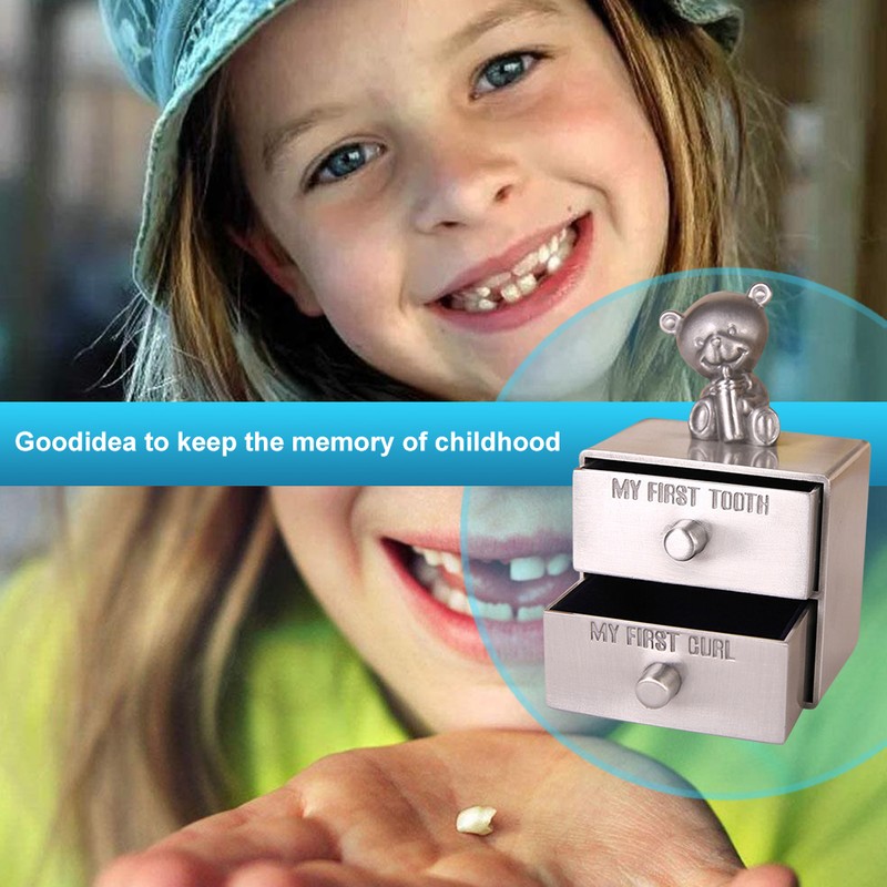 Baby Teeth Storage Box Metal Alloy Tooth Holder Keepsake Cute
