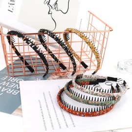 Floral Headband with Comb for Women, 6Pcs Fashion Flower Tooth Hairband Non-slip Hair-Hoops for Styling Dressing, Colorful Accessories for Outgoing Holidays