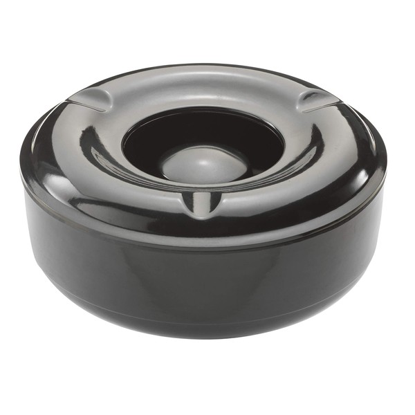 5 3/4 Black Melamine Windproof Ashtray by Beaumont