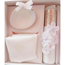 Kit de Bautizo Vela Set de Vela para Bautizo Mod.1309 (Beige)