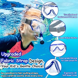 Vvinca Kids-Goggles with Nose Cover, Diving Mask Elastic Fabric Strap Anti Fog Anti Shattered Lens for Kids Swim Goggles 3-14