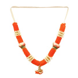 Artificial Mala Mogra Flowers Ribbon Garland Haar Mala for Idol-Mala for God Statues Accessories Pooja Sringar Articles Ornament for Indian Traditional Festival Decoration(Size:-10") (Orange)