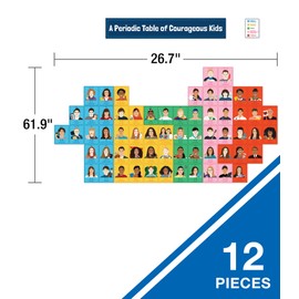 Carson Dellosa Courageous Kids Bulletin Board Set—Periodic Table Featuring 62 Inspiring Kids from Around The World with Header and Key, Homeschool or Classroom Decor (12 pc)