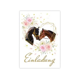 Minkocards 12 Invitation Cards for Children's Birthday Girls Horse Two Horses Invitations for Birthday Children Colourful Birthday Invitations