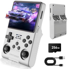 ONYAERS R40S Pro Handheld Game Console | Portable Mini Retro Gaming Console Built-in 30,000 HD Video Games | 3.5 Inch IPS Screen | 20+ Classic Emulators | 256GB Memory Card