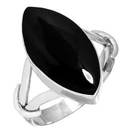 Jeweloporium 925 Silver Ring for Women Genuine Black Onyx Gemstone Boho Silver Ring Size X Easter Gift Statement Jewelry
